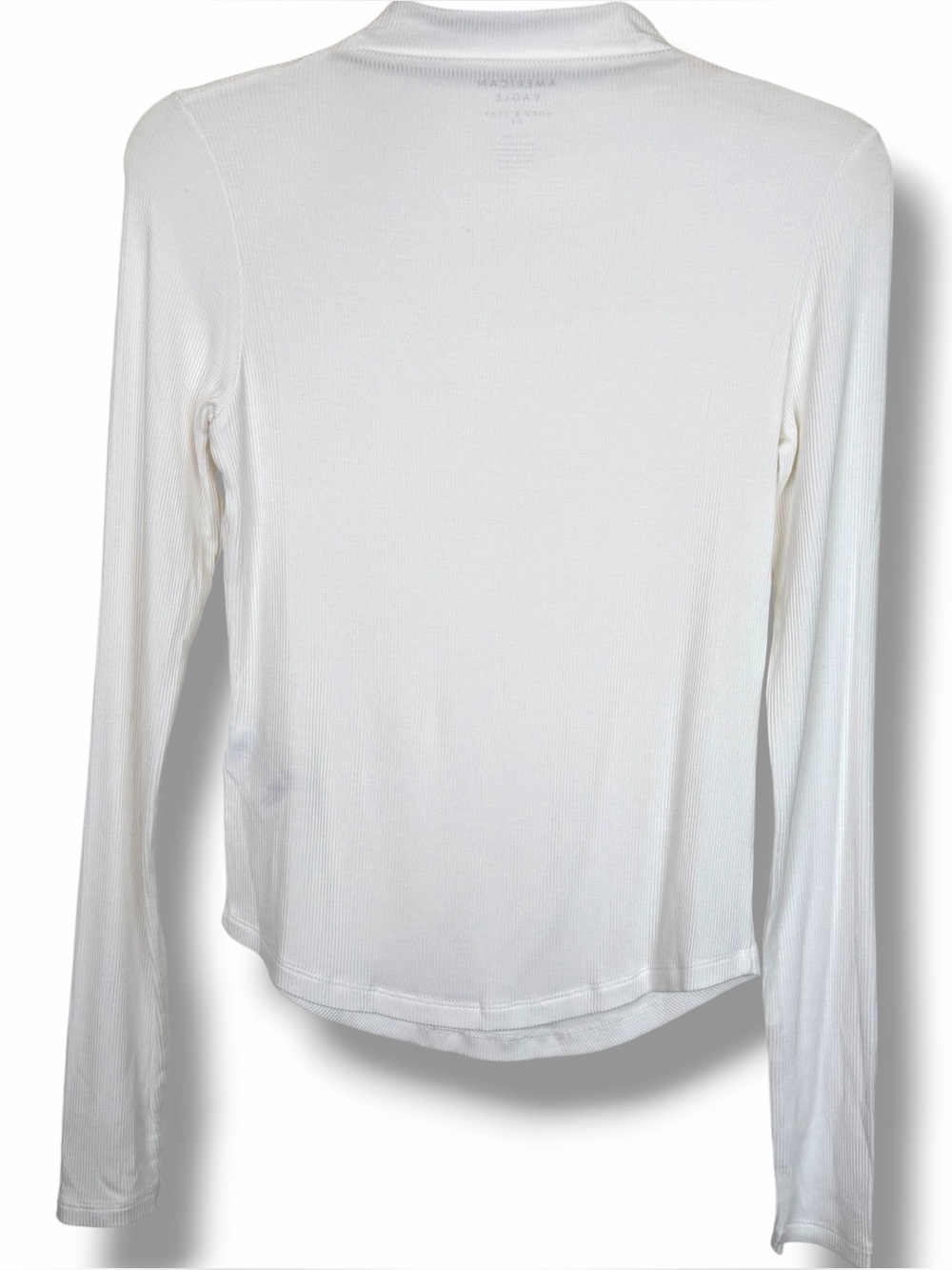 American Eagle White Soft & Sexy Long Sleeve Mock Neck Rib Knit T-Shirt Sweater - Picture 5 of 9